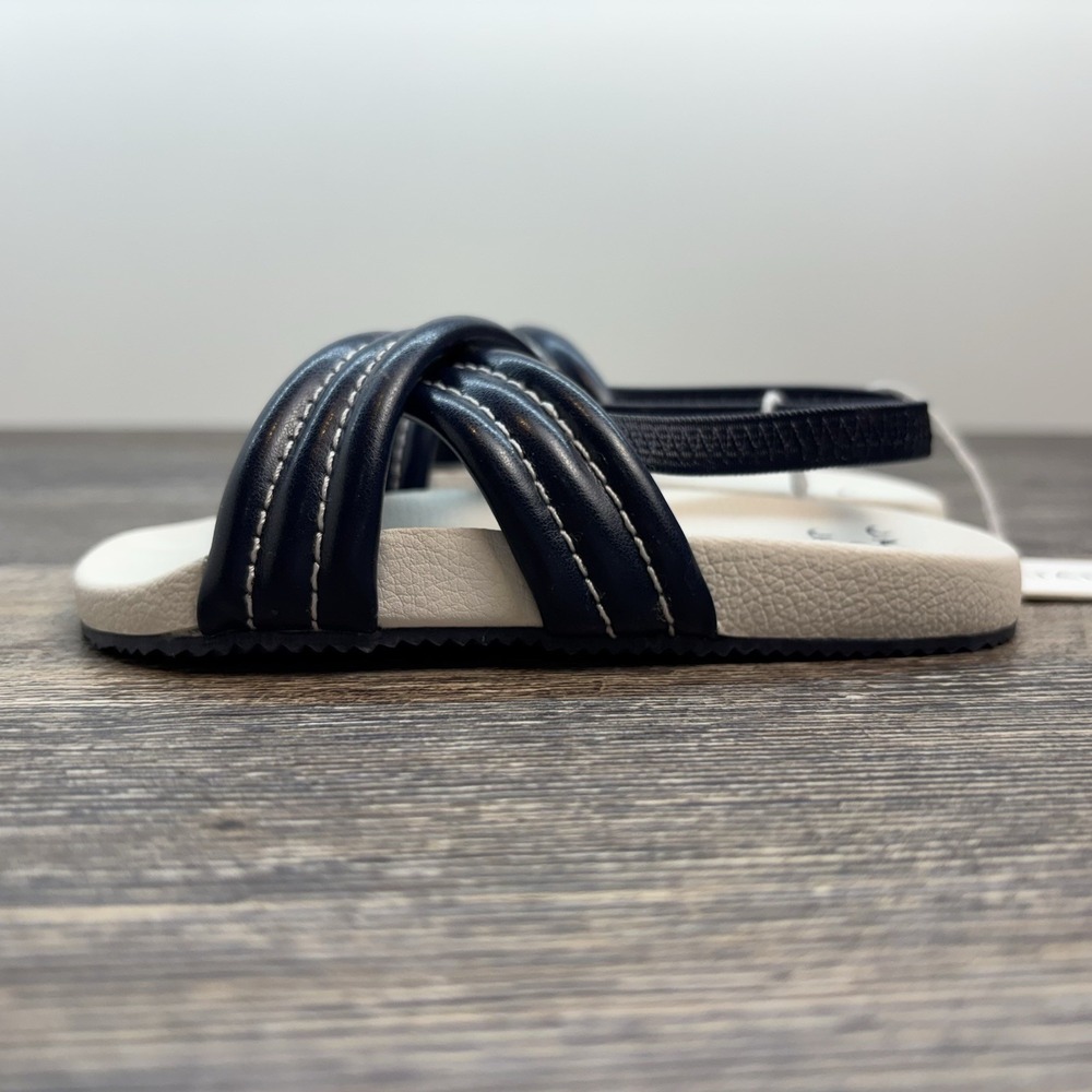 Janie and Jack Boys Size 8 Cross Strap Pool Slide Kids Sandal Navy White NEW